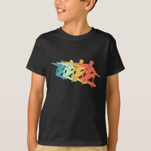 Retro Skateboard-jumpfärgad Skalhuett T Shirt