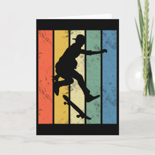 Retro Skateboard Roligt Skridskoåkning Utför Trick Kort