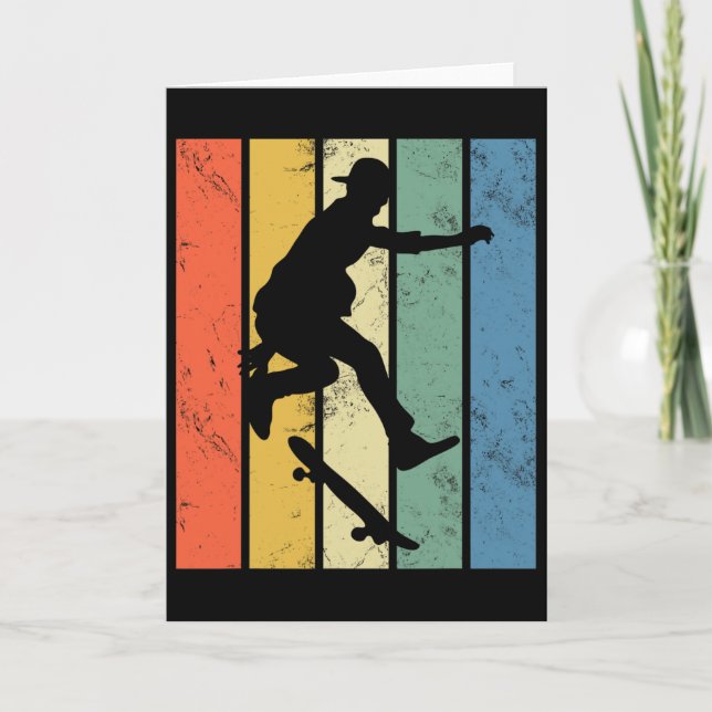 Retro Skateboard Roligt Skridskoåkning Utför Trick Kort (Framsida)