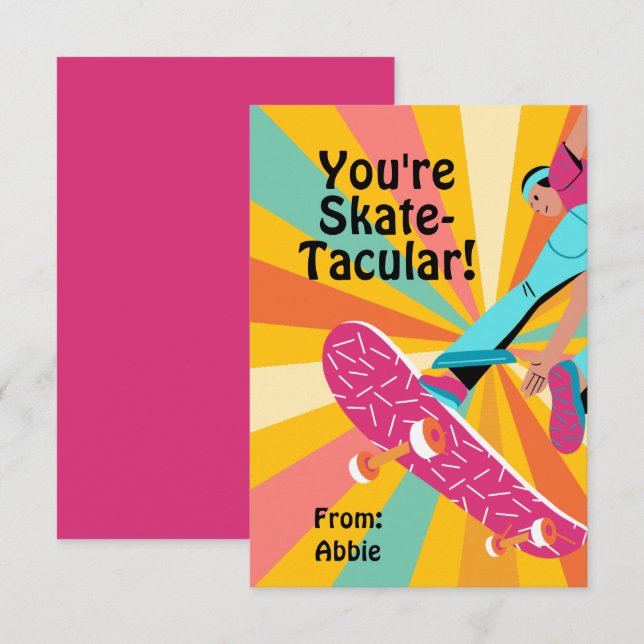 Retro Skateboard Valentine Inbjudningar (Fram/baksida)