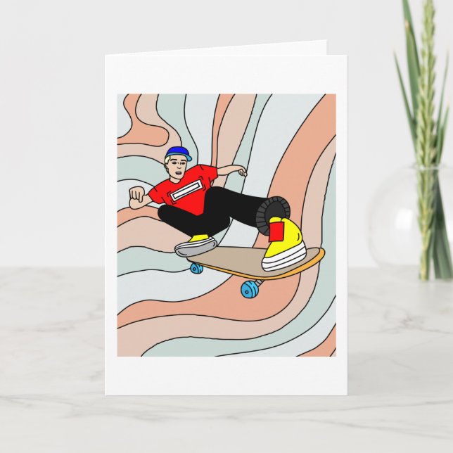 Retro Skateboarder Kort (Framsida)