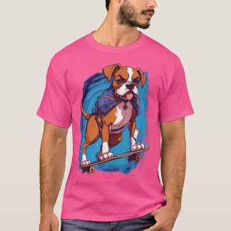 Retro Skateboarding Boxer Hund Skateboard T Shirt
