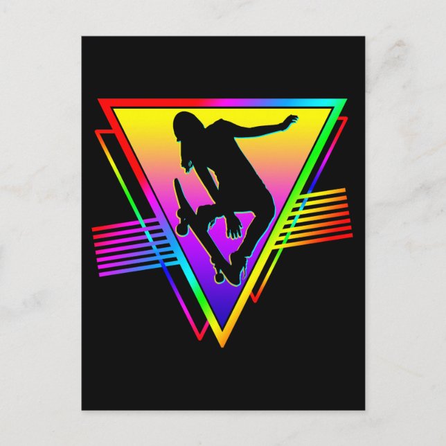 Retro Skateboarding Skater Vykort (Framsida)