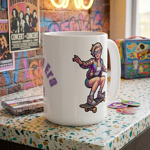 Retro Skater Mamma Era Anpassat Namn Stor 15oz Kaf Kaffemugg