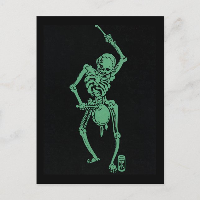 Retro Skeletal trummor Vykort (Framsida)