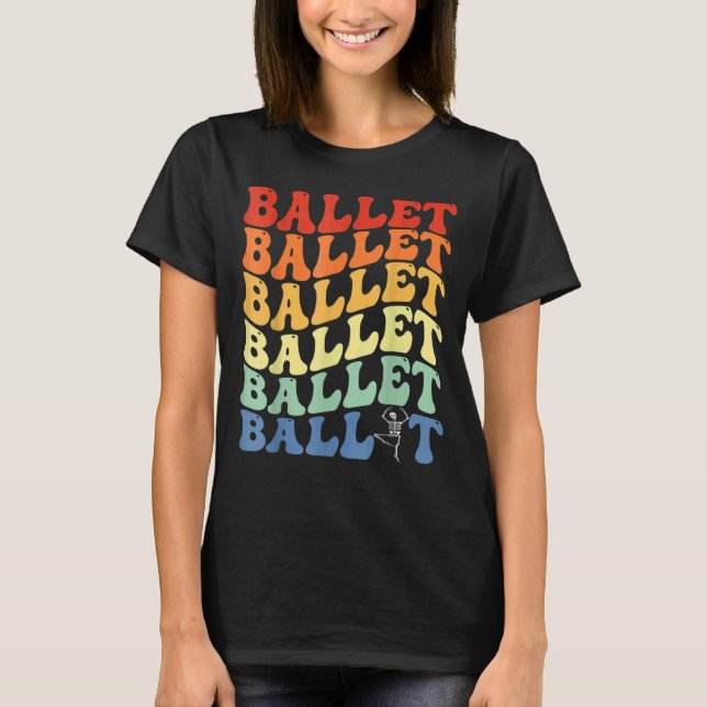 Retro Skeleton Ballerinas Ballet Dance Halloween G T Shirt (Framsida)
