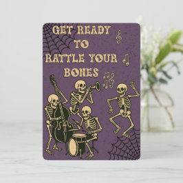 Retro Skeleton Band Halloween fest Inbjudningar