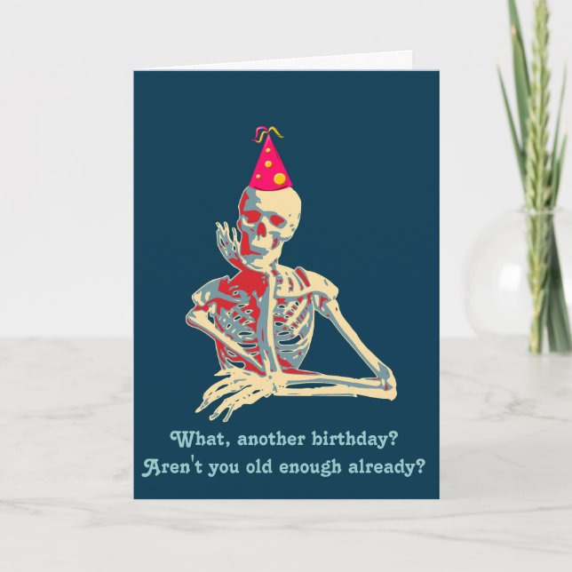 Retro skeleton Birthday Kort (Framsida)