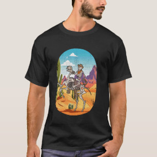 Retro Skeleton Cowboy Riding Horse Westernare Land T Shirt