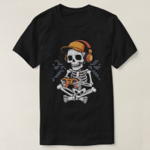 Retro Skeleton Gamer med headset och styrenhet