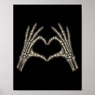 Retro Skeleton Händer Heart Sign Halloween Costume Poster