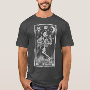 Retro Skeleton Kneeling av insidan av Tarot Card W T Shirt