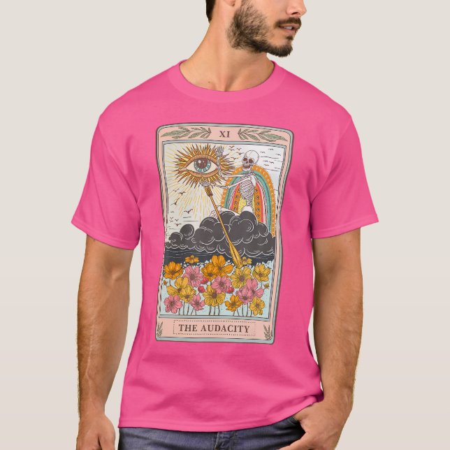 Retro Skeleton Riding molde Audacity Tarot-bilen T Shirt (Framsida)