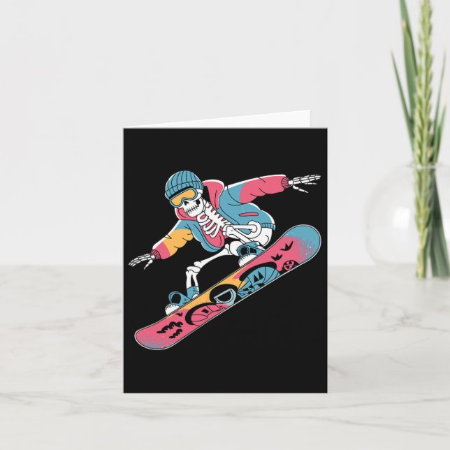 Retro Skeleton Snowboarding for Extreme Sports Lov Kort (Framsida)