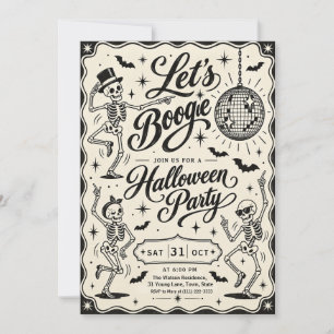 Retro Skelett Disco Halloweenfest Inbjudningar