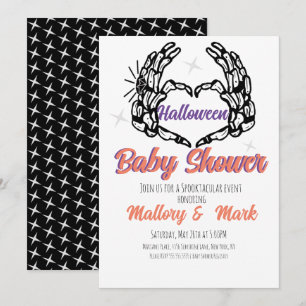 Retro skelett Halloween baby shower-fest Inbjudningar