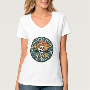 Retro skelett kaffeklubb vintage grafisk t-shirt