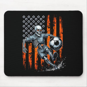 Retro skelett spelar fotboll Usa flagga spöklik ha Musmatta
