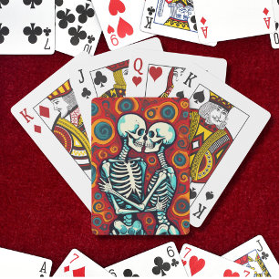 Retro Skelettpar som kysser Casinokort
