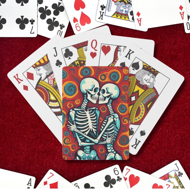Retro Skelettpar som kysser Casinokort (Skapare uppladdad)