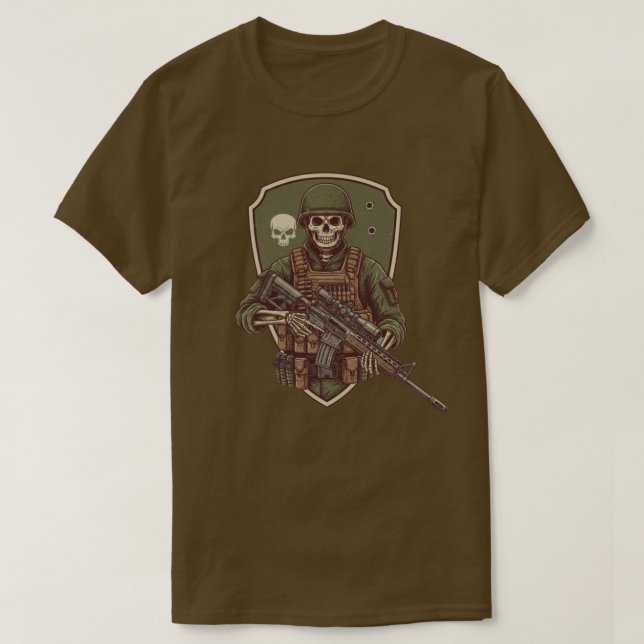 Retro skelettsoldat t shirt (Design framsida)