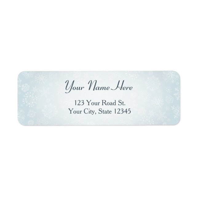 Retro Sketch Fryst Snöflingor på isblått Returadress Etikett (Framsidan)