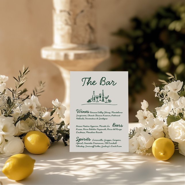 Retro Sketch Hand Drawn Pub Bröllop Tabletop Sign Inbjudningar (Retro Sketch Hand-Drawn Bar Wedding Tabletop Sign )