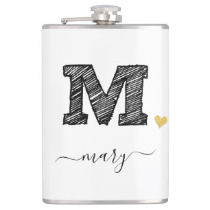 Retro Sketch Monogram Brev M, kolv Fickplunta
