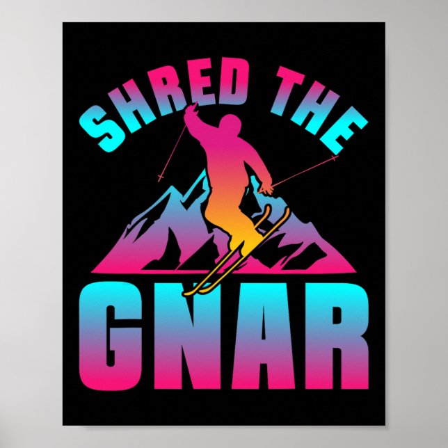 Retro Ski 90s 80s Skiing Outfit skred Gnar Ski Poster (Framsidan)