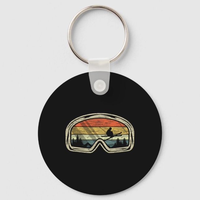 Retro Ski Goggles Mountain Snö Winter Sport Gift Nyckelring (Framsida)
