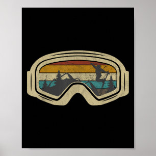 Retro Ski Goggles Mountain Snö Winter Vacation Sk Poster