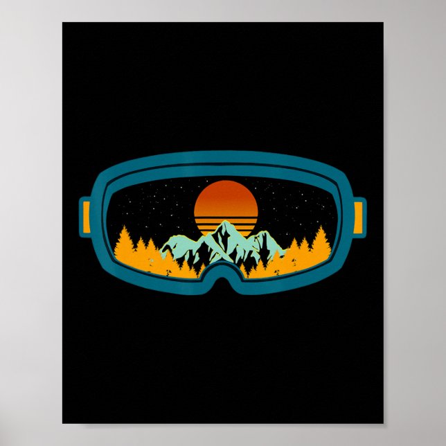 Retro Ski Goggles Skiing Skis Snowboard Winter Sea Poster (Framsidan)