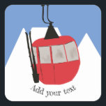 Retro Ski Hiss Skiing Snö bergsbelysning Fyrkantigt Klistermärke<br><div class="desc">Modern skidpresent till honom och henne. Bilden Retro ski hiss gondola illustration mönster för skidåkare. Att hoppa över hemdekanter och gåvor.</div>