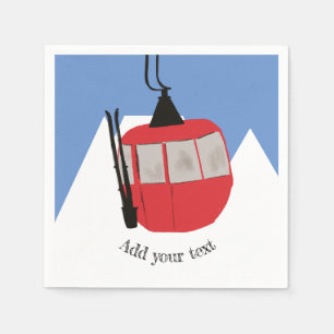 Retro Ski Hiss Skiing Snö bergsbelysning Pappersservett