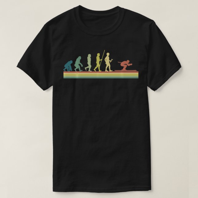 Retro Ski Human Evolution Funny Gift Skiing Skier T Shirt (Design framsida)