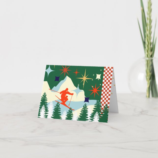 Retro Ski-julkort Helgkort (Framsida)