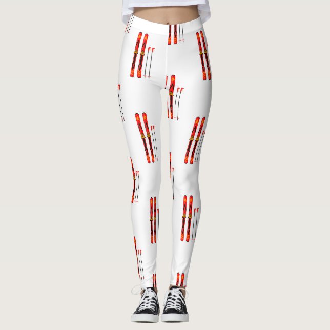 Retro Ski Mönster  Leggings (Framsida)
