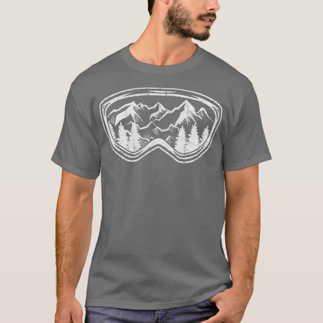 Retro Ski Snowboard Goggles Gift Skiing Snö T Shirt (Framsida)
