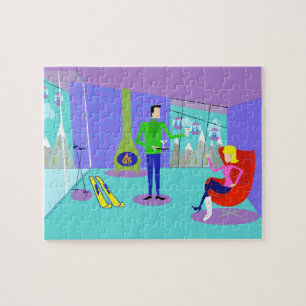 Retro Ski Vacation Jigszle Puzzle Pussel