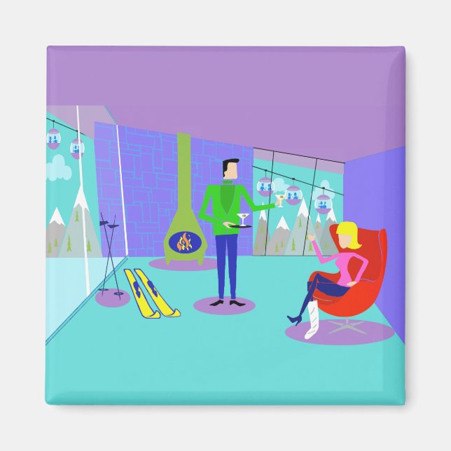 Retro Ski Vacation Magnet (Framsidan)