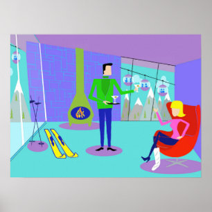 Retro Ski Vacation Poster