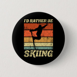 Retro Ski Vacation Winter Sports Skiers jag skulle Knapp