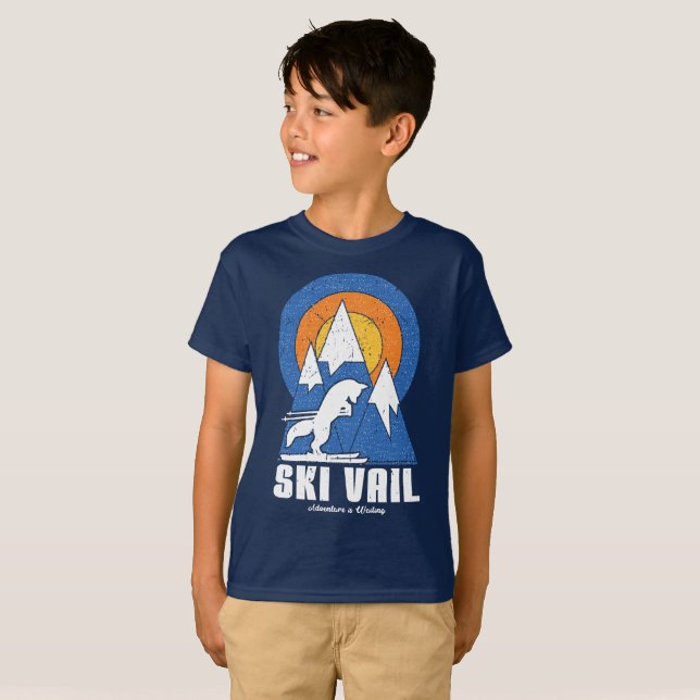 Retro Ski Vail White Fox T-Shirt (Hel framsida)