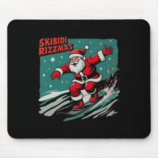 Retro Skibidi Rizzmas Funny Jultomten Skating B Musmatta (Framsidan)