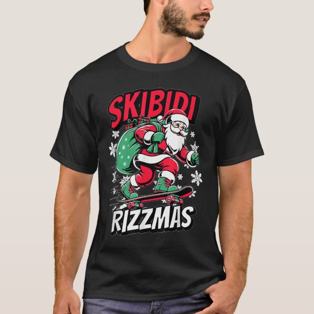 Retro Skibidi Rizzmas Skattstyrelsen i Jultomten T Shirt (Framsida)