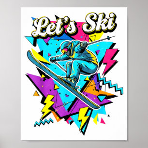Retro skid vintage 80-tal 90-tal skidåkning sport  poster
