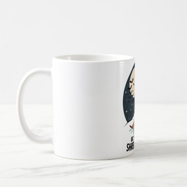 Retro skidåkande häxa Halloween-konst Kaffemugg (Vänster)