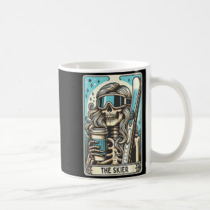 Retro skidåkaren tarotkort rolig skelett skidåkare kaffemugg
