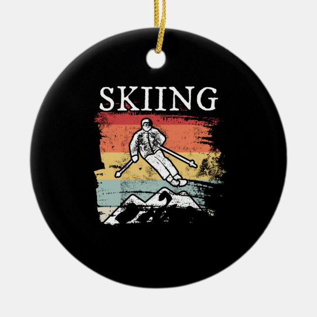 Retro skidåkning julgransprydnad keramik (Framsidan)