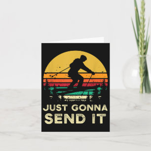Retro skidgåvor Gonna Send It Meme Rolig skidåkare Kort